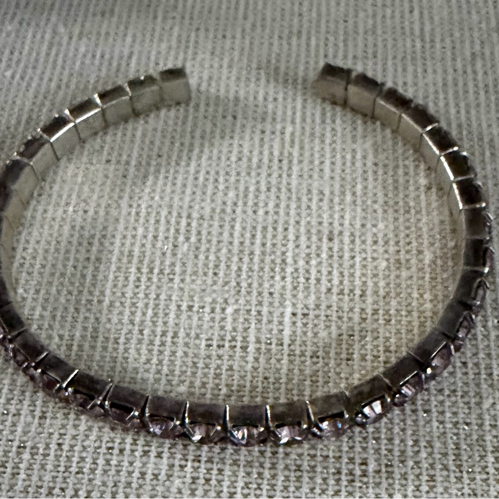 Three Crystal-Embellished Stretch Bangle Bracelet - Blue, Gray, Brown - Picture 7 of 10